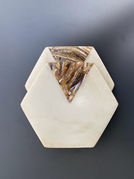 Hexagonal Marble Coasters with Sea Shell Inlay | Set of 2