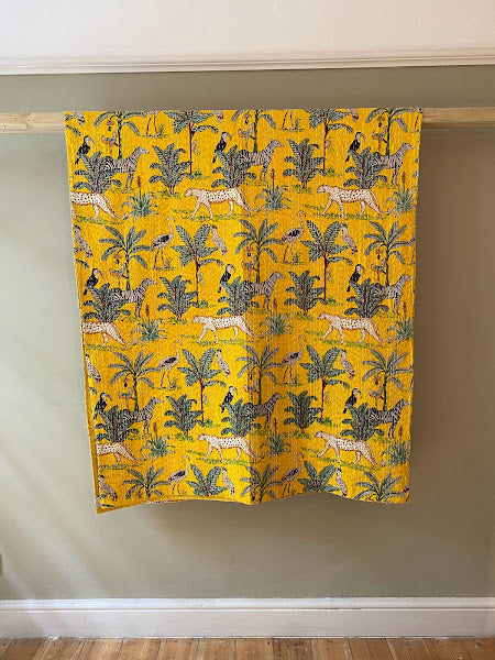 Jungle Kantha - Reversible King Size Throw | Handmade, HandPrinted